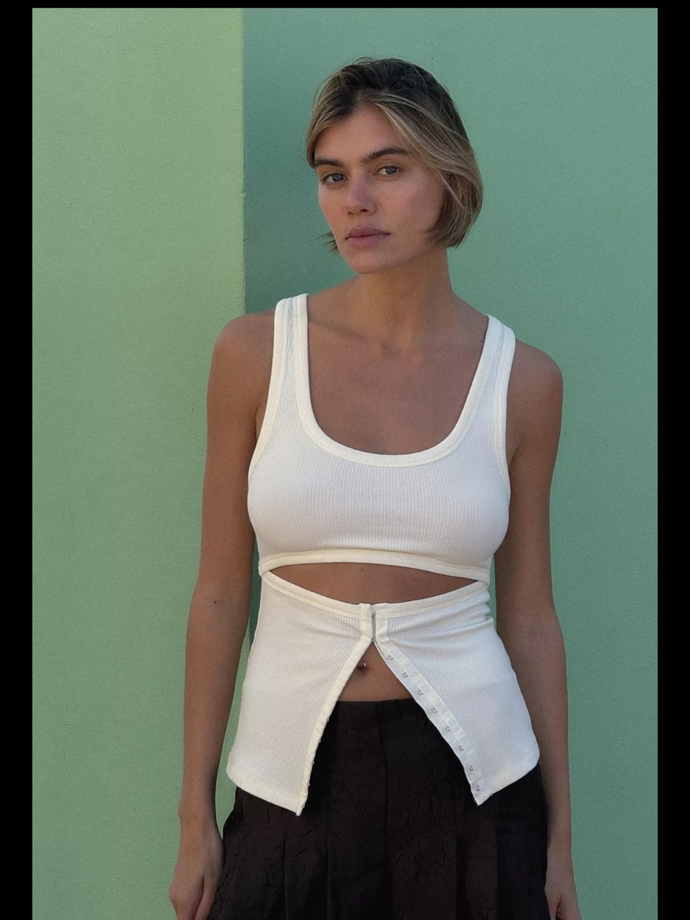 Zara - RIBBED TOP WITH OPENING - Medium